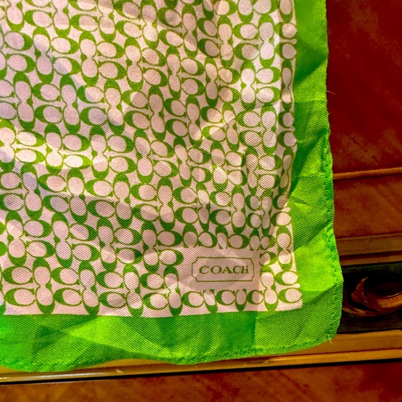 Pink and Green Authentic Coach Silk Scarf Good Condition - Picture 1 of 8